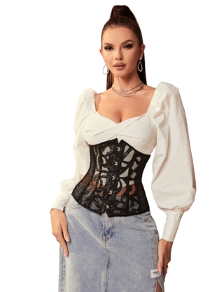 14 Pieces Plastic Bones Grid Corsets With Panties