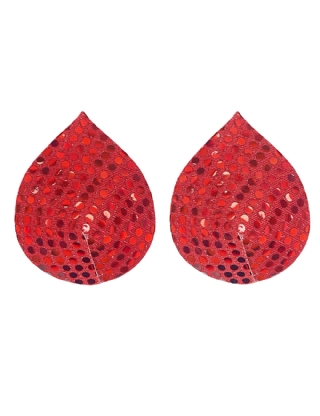 Red Sequin Water Droplets Reusable Nipple Covers