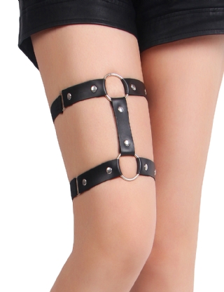 Leather Adjustable Stud Punk Leg Loop
