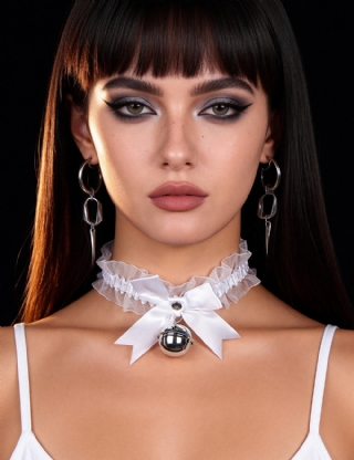 White Sexy Bow Lace Bell Neck Ring